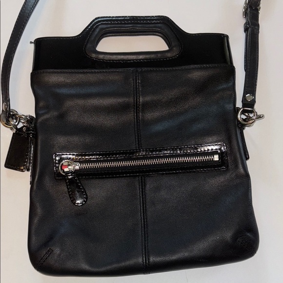 COACH BAG VINTAGE TOTE BAG WITH CROSSBODY STRAP PATENT LEATHER ON TOP BY HANDLE - Picture 1 of 9